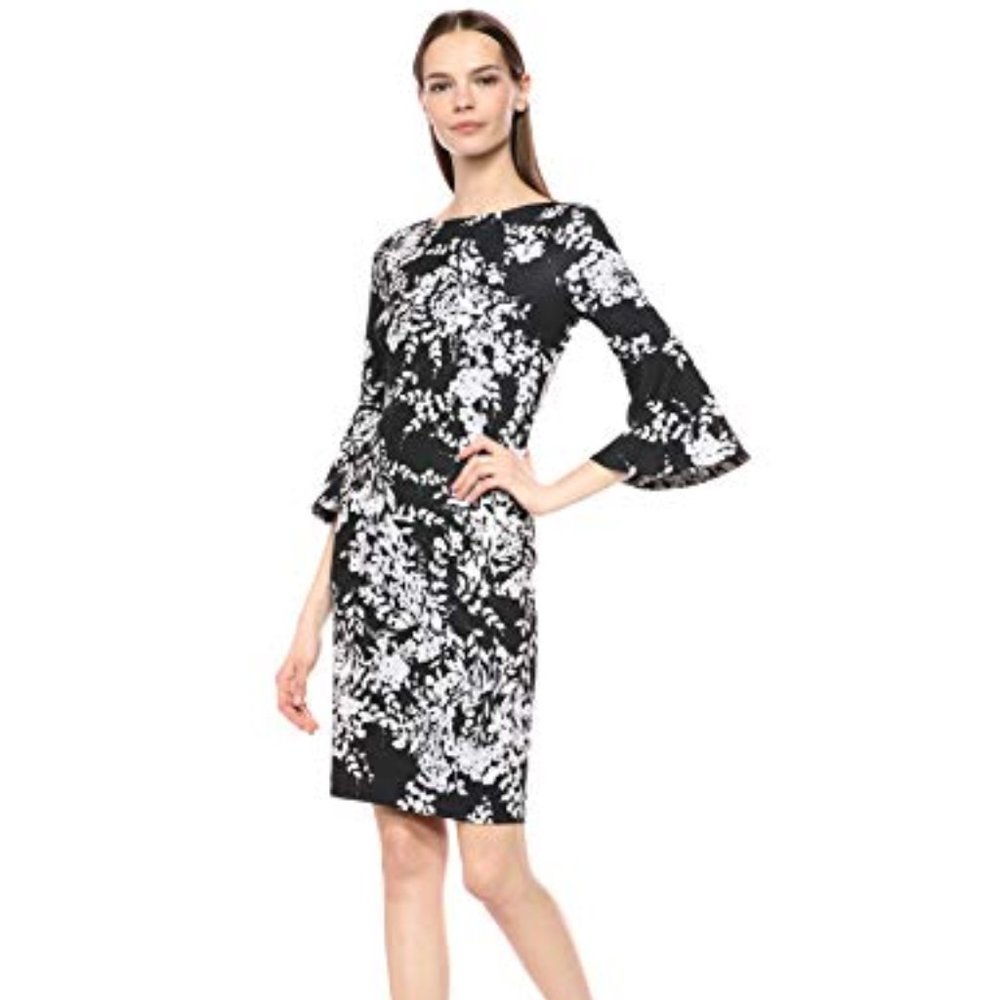 Calvin Klein 3/4 Flutter Sleeve Sheath D